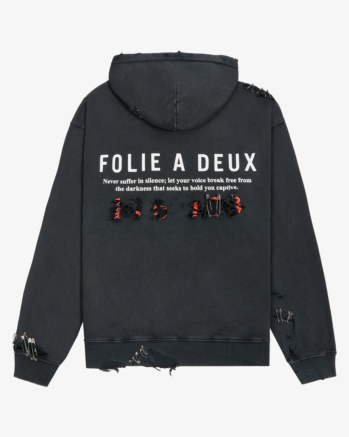 Folie A Deux “Re-Worked” Hoodie in Vintage Black