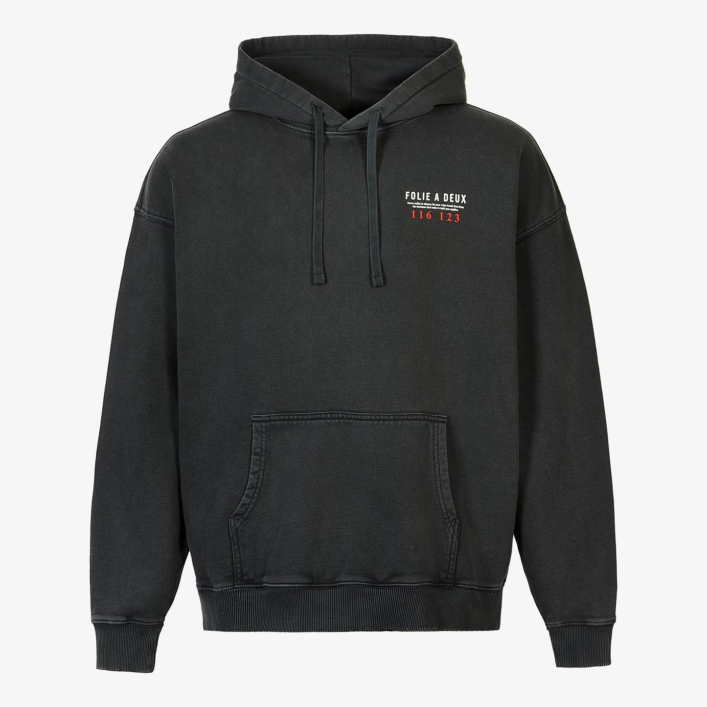 Folie A Deux Suicide Helpline Vintage Black Oversized Hoodie